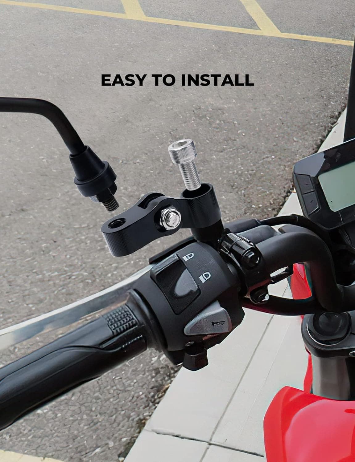 Photo of Universal Rear View Mirror Mount for Motorcycles by Kemimoto - Premium for UTVs / Side by Sides