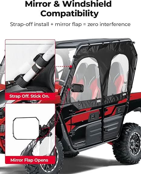 Photo of Soft Upper Doors For Kawasaki Teryx 4 800 |Teryx 4 S by Kemimoto - Premium for UTVs / Side by Sides