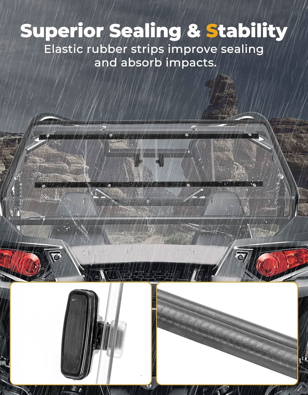 Photo of Full Rear Windshield with Sliding Window for Polaris RZR 570/Trail 570/800 by Kemimoto - Premium for UTVs / Side by Sides