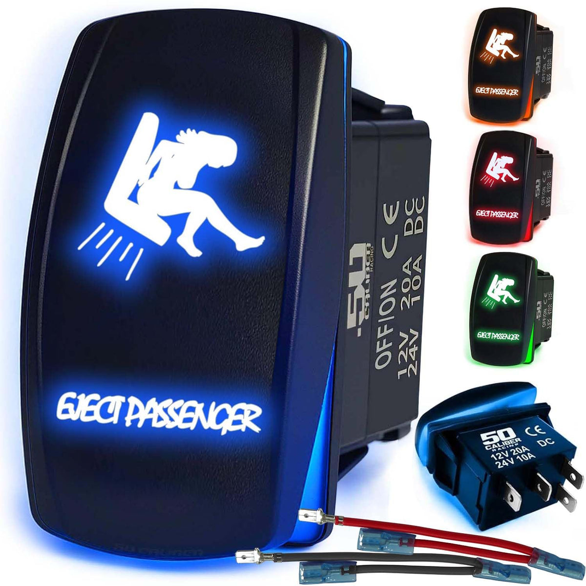 Waterproof Funny Rocker Switch - 12V ON/Off, LED Backlit with Custom Etched Design | R1 Industries