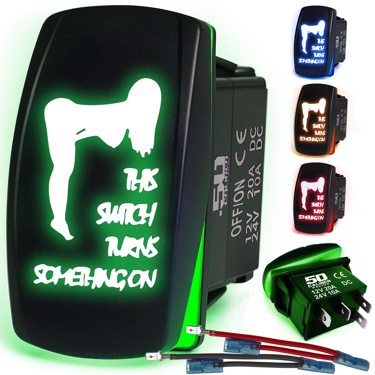 Waterproof Funny Rocker Switch - 12V ON/Off, LED Backlit with Custom Etched Design | R1 Industries