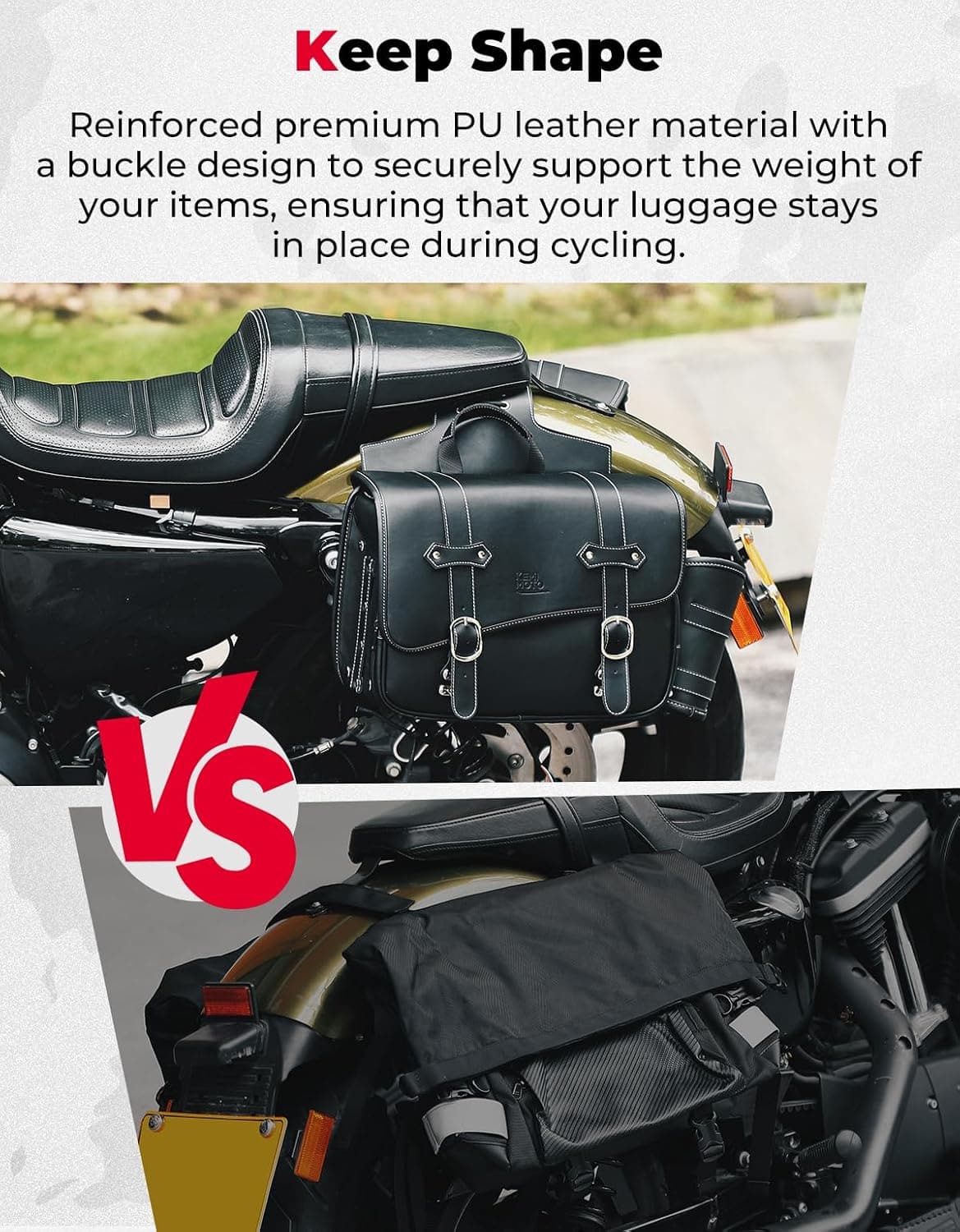 Photo of Motorcycle Saddle Bags for Sportster, Softail, Dyna, Road King, V-star, and Shadow by Kemimoto - Premium for UTVs / Side by Sides