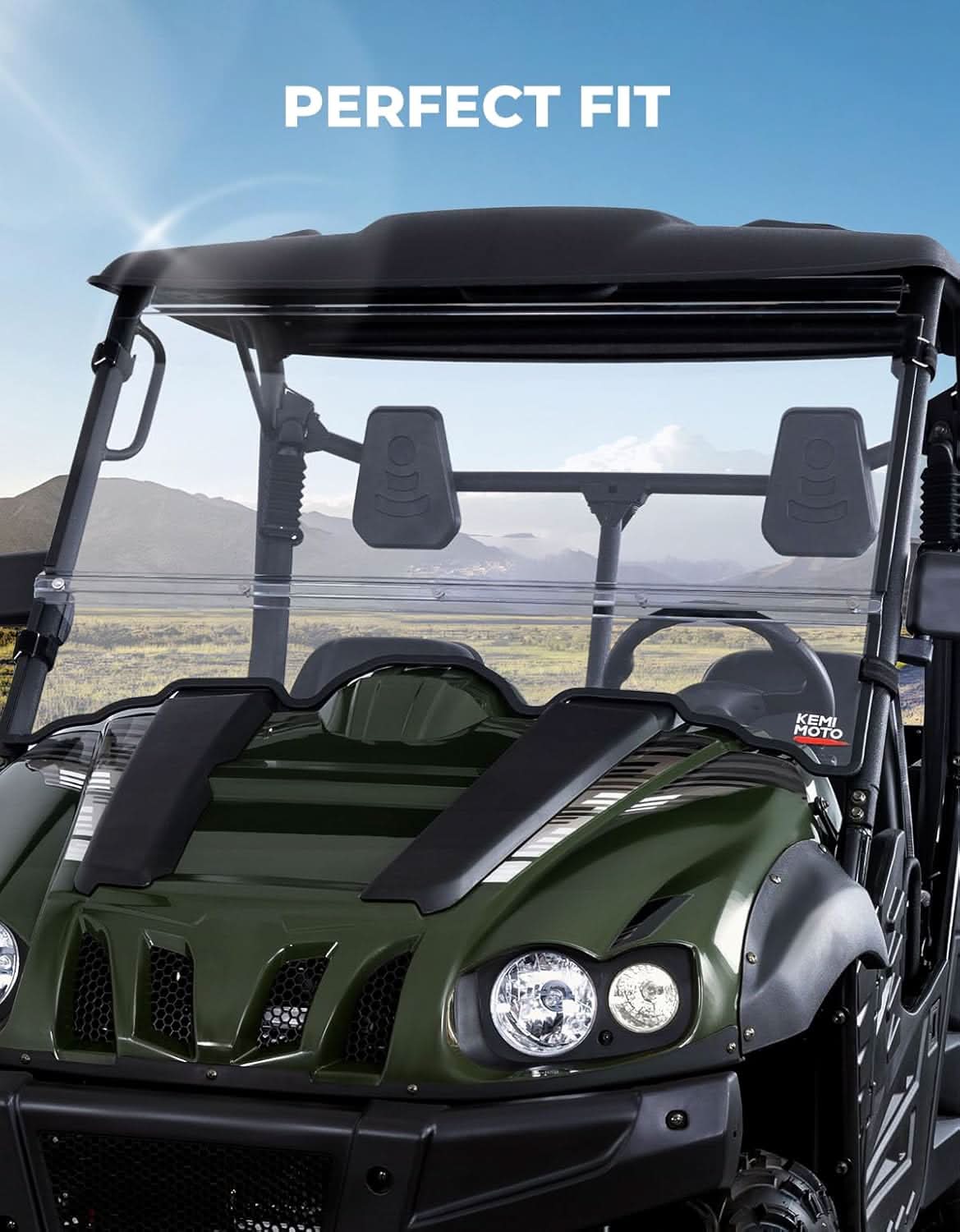 Photo of PC Front Windshield for Hisun Axis Coleman Massimo 500/700 by Kemimoto - Premium for UTVs / Side by Sides