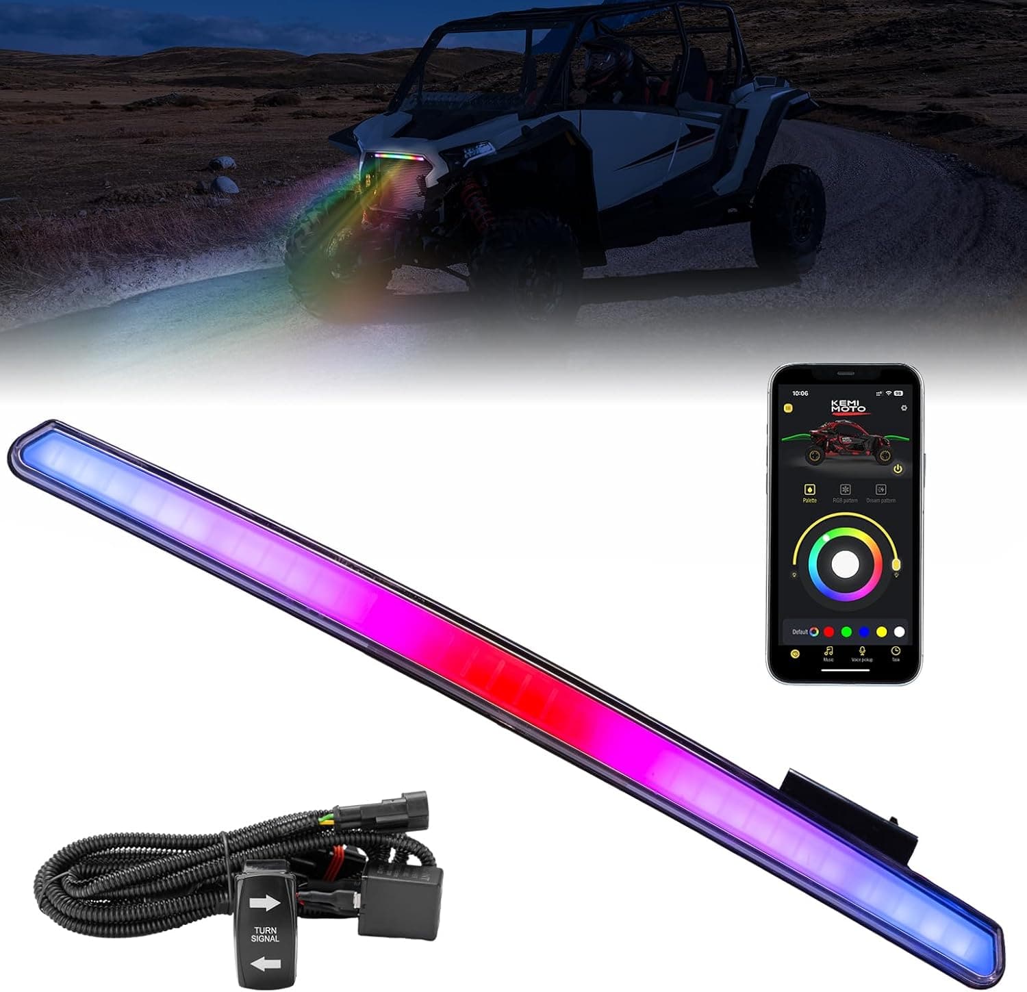 Photo of Kemimoto Front Light Chasing Color Light for Polaris RZR XP 1000 / 4 2024-2025 by Kemimoto - Premium for UTVs / Side by Sides