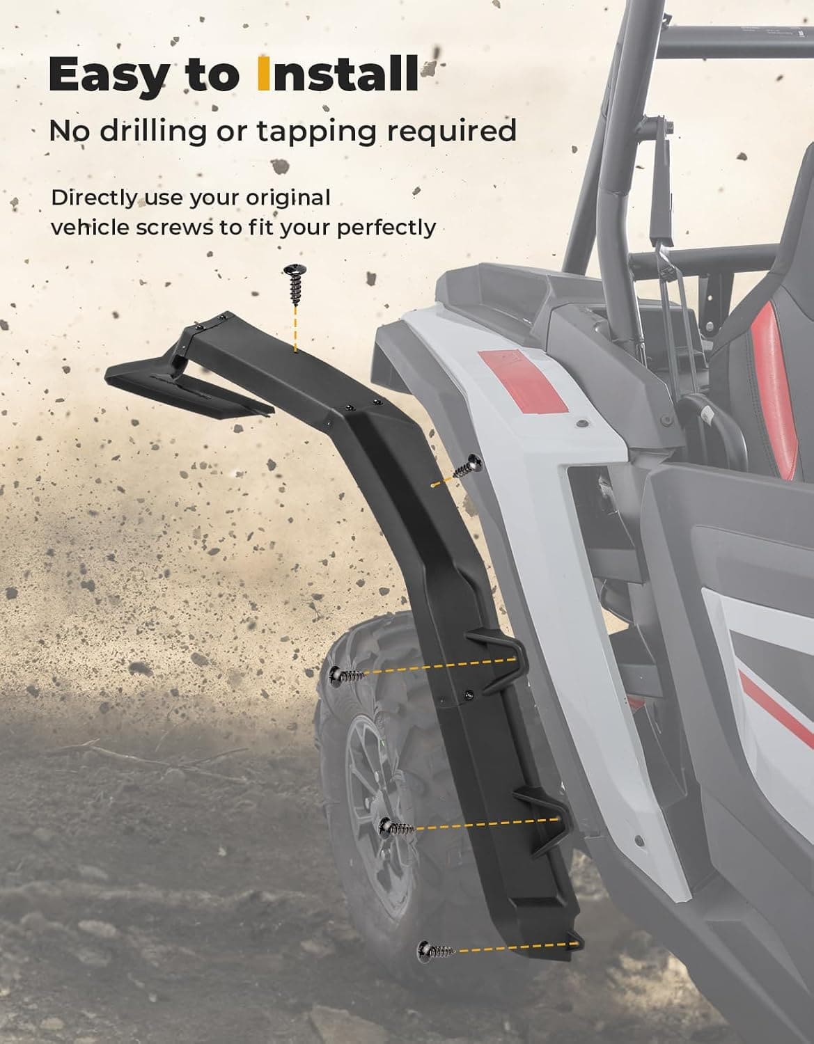 Photo of Fender Flares 8.5" Extended Mud Flaps for 2024-2025 Polaris RZR XP 4 1000 (4PCS) by Kemimoto - Premium for UTVs / Side by Sides