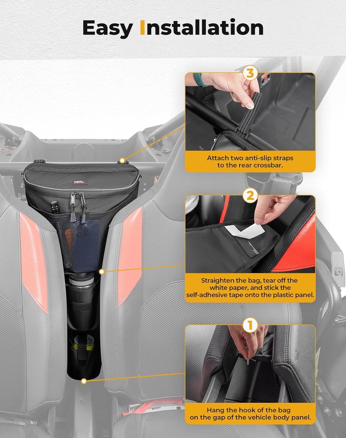 Photo of Kemimoto Center Storage Bag with Cup holder for 2024-2025 Polaris RZR XP 1000/ 4 by Kemimoto - Premium for UTVs / Side by Sides
