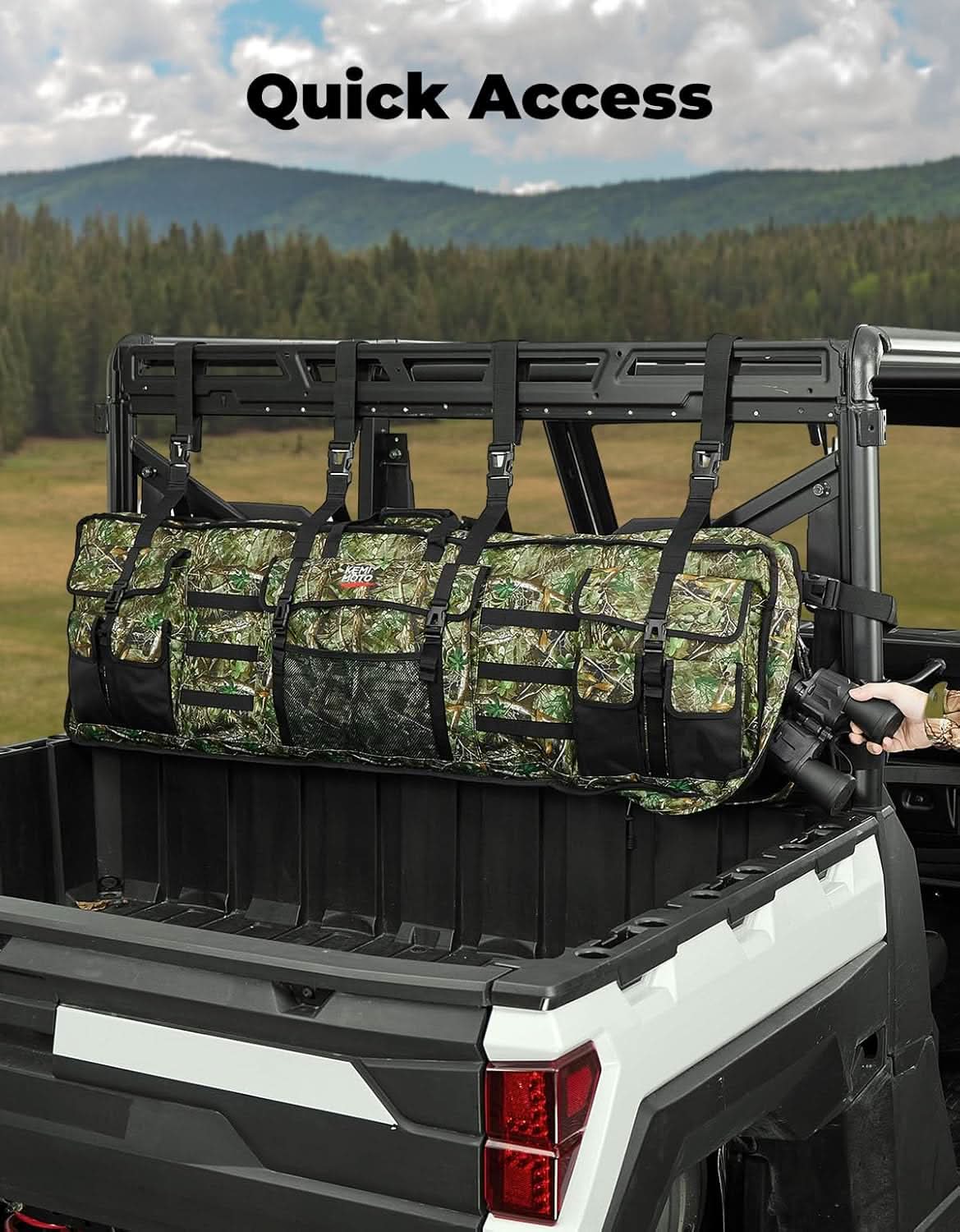 Photo of UTV Hunting Tool Bag Rack, Rear Roll Cage Carrier Case by Kemimoto - Premium for UTVs / Side by Sides
