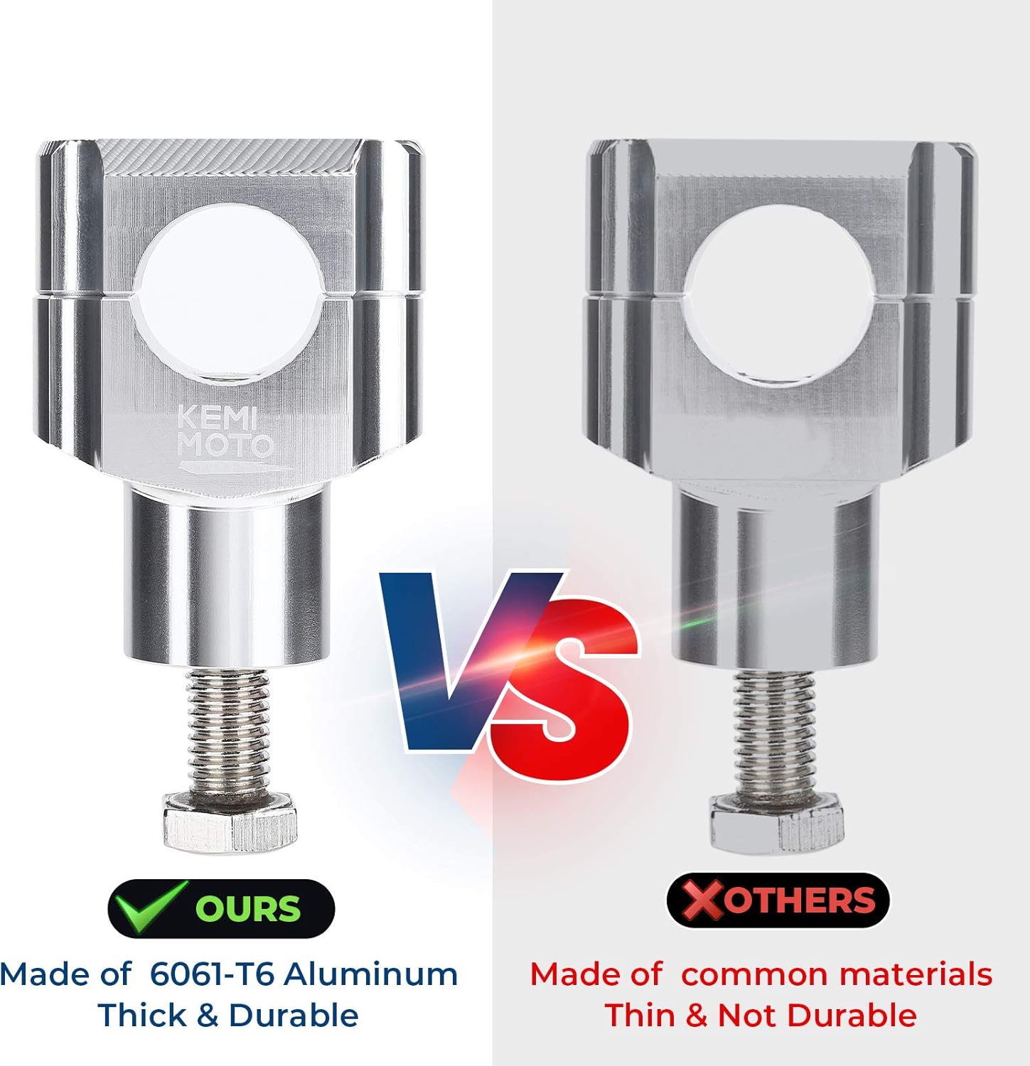 Photo of 1 Inch Motorcycle Handlebar Risers, Aluminum Alloy Motorcycle Risers by Kemimoto - Premium for UTVs / Side by Sides