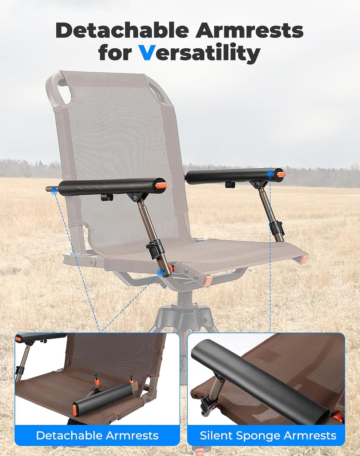 Photo of Hunting Chair 360 Degree Silent Swivel Folding Chair by Kemimoto - Premium for UTVs / Side by Sides