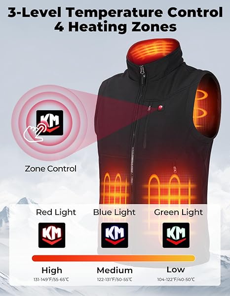 Photo of Men's Heated Vest by APP Temp Control for Skiing Hiking Hunting by Kemimoto - Premium for UTVs / Side by Sides