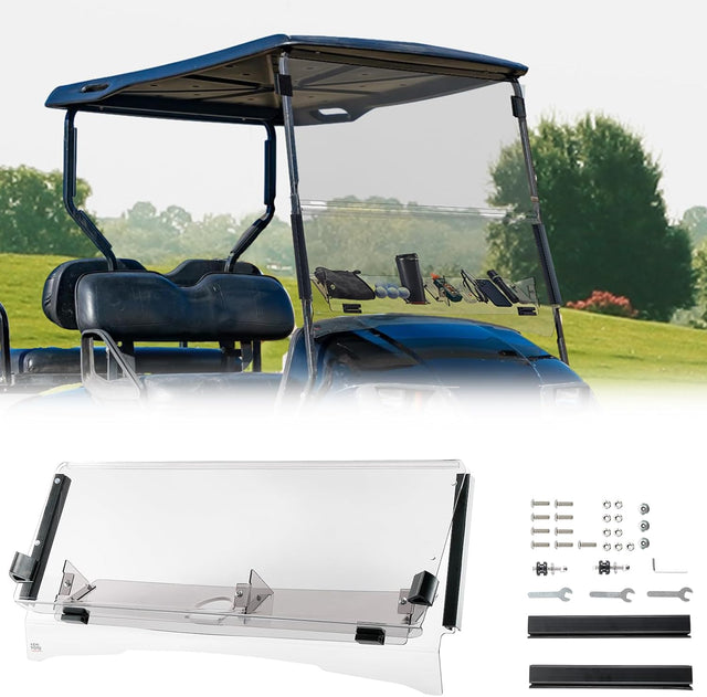 Photo of Foldable Golf Cart Windshield with Storage Basket for EZGO TXT by Kemimoto - Premium for UTVs / Side by Sides