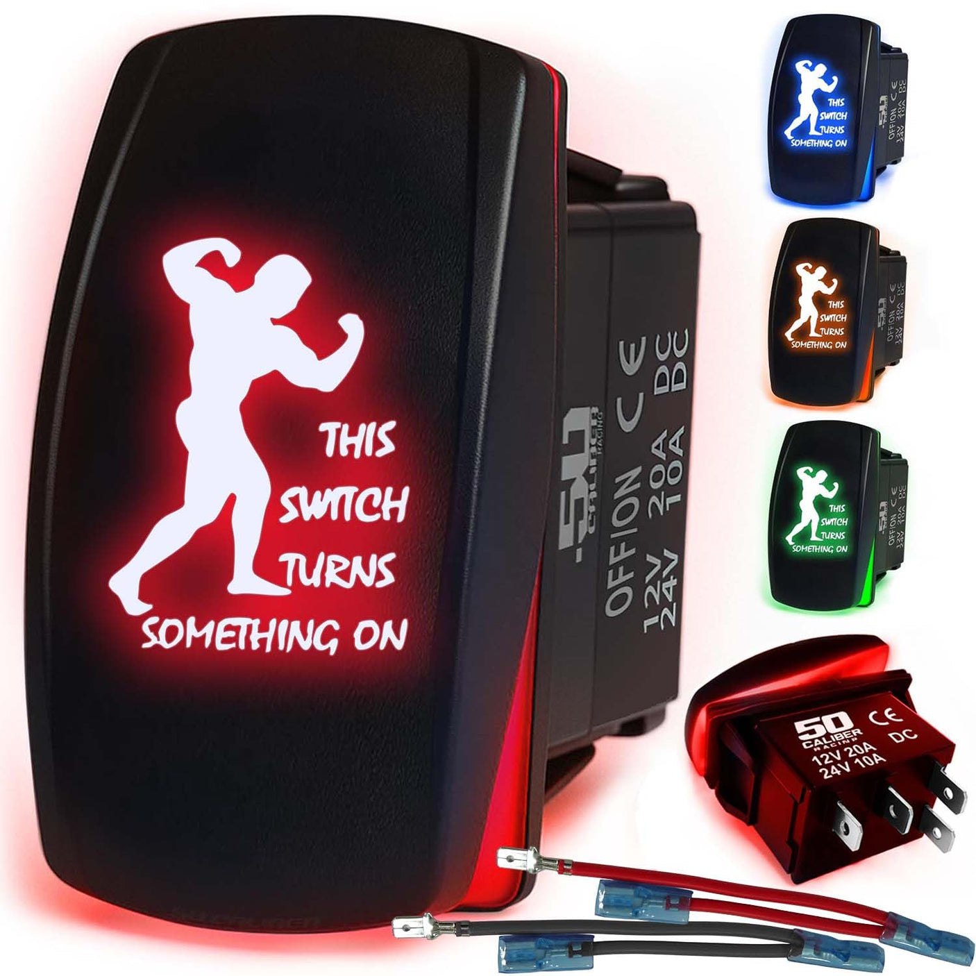 Waterproof Funny Rocker Switch - 12V ON/Off, LED Backlit with Custom Etched Design | R1 Industries