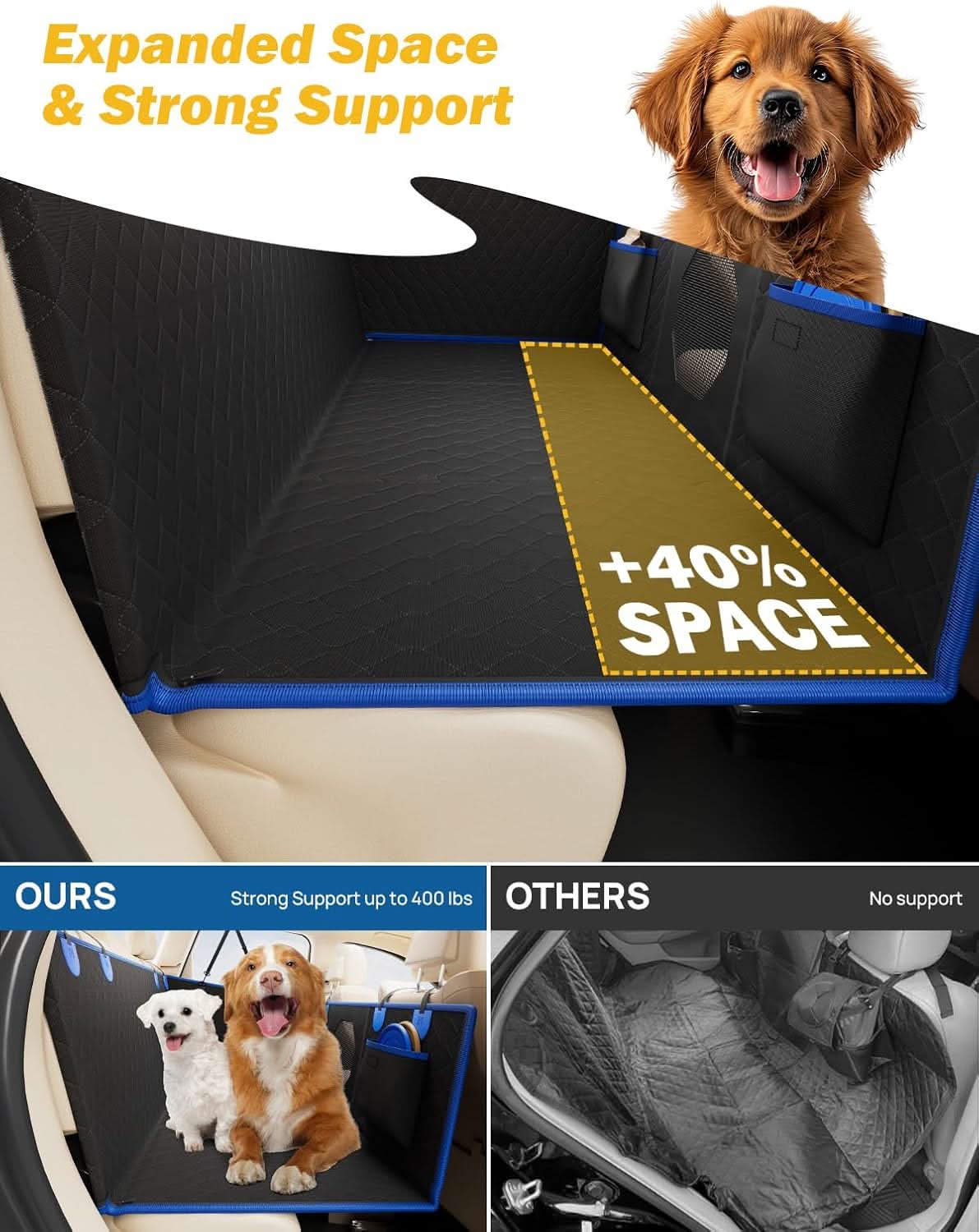 Photo of Kemimoto JOYTUTUS Dog Car Seat Cover for Back Seat with Hard Bottom by Kemimoto - Premium for UTVs / Side by Sides