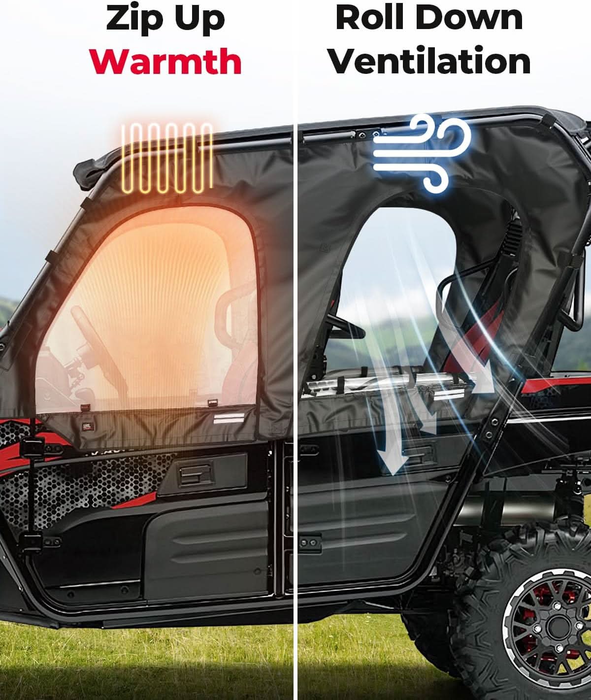 Photo of Soft Upper Doors For Kawasaki Teryx 4 800 |Teryx 4 S by Kemimoto - Premium for UTVs / Side by Sides
