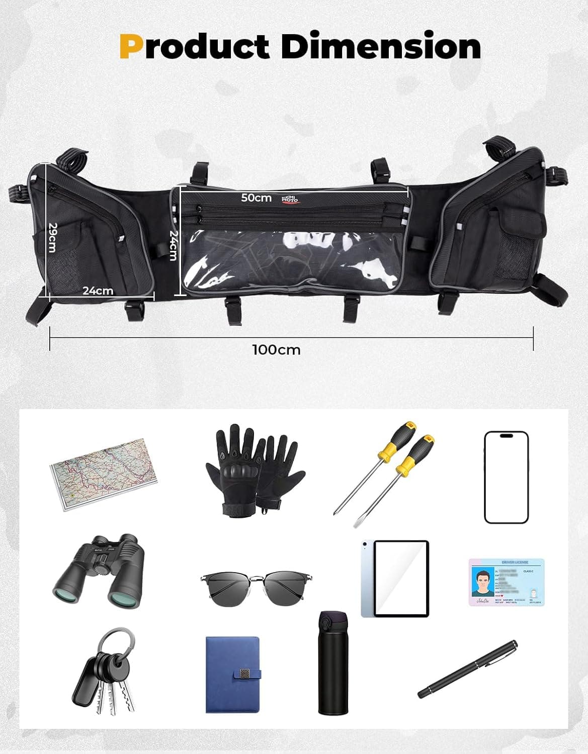 Photo of UTV Roof Bag Overhead Storage Bag for Polaris RZR XP 1000/ 4 2024-2025 by Kemimoto - Premium for UTVs / Side by Sides