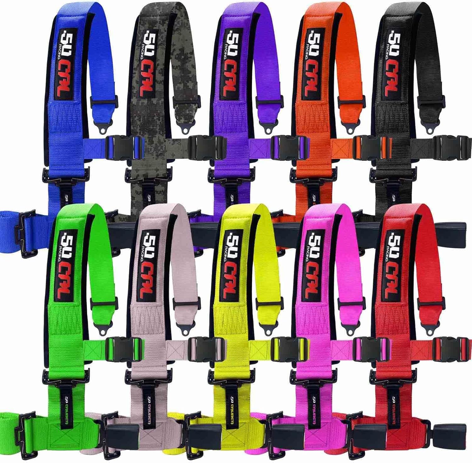 Photo of 2" & 3" 4 point Harness Seat belt with push button release "Elite Series" by 50 Caliber Racing - Premium Harnesses for UTVs / Side by Sides