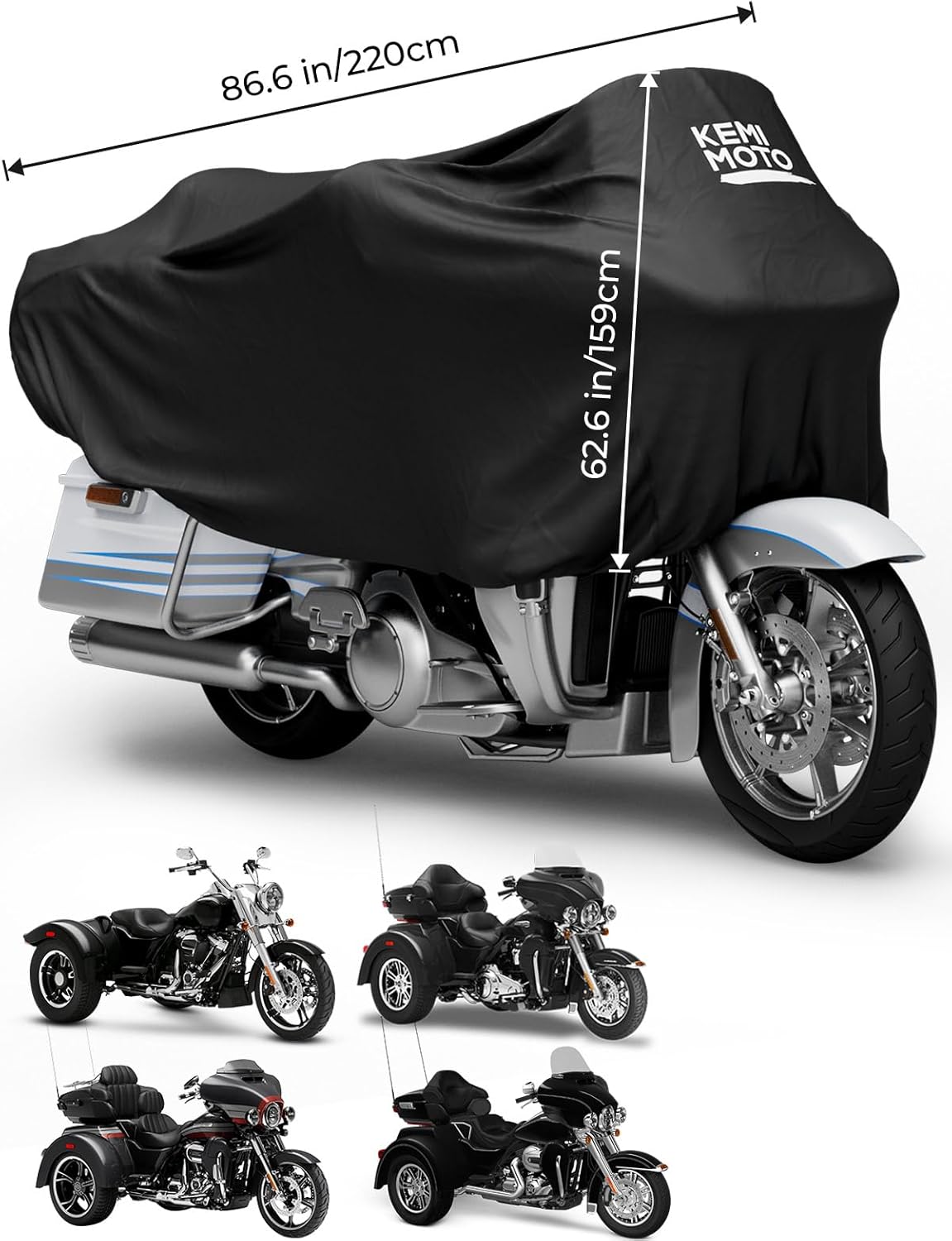 Photo of Motorcycle Cover Half Cover for Touring Models Road King Street Glide Road Glide by Kemimoto - Premium for UTVs / Side by Sides