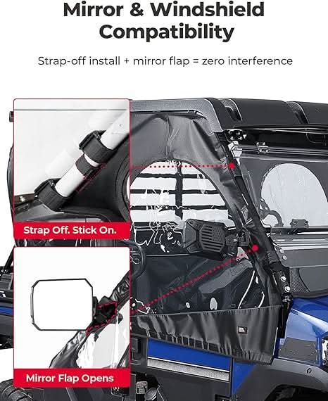 Photo of Soft Upper Doors For Kawasaki Mule Pro FXT|DXT 2015-2025 by Kemimoto - Premium for UTVs / Side by Sides