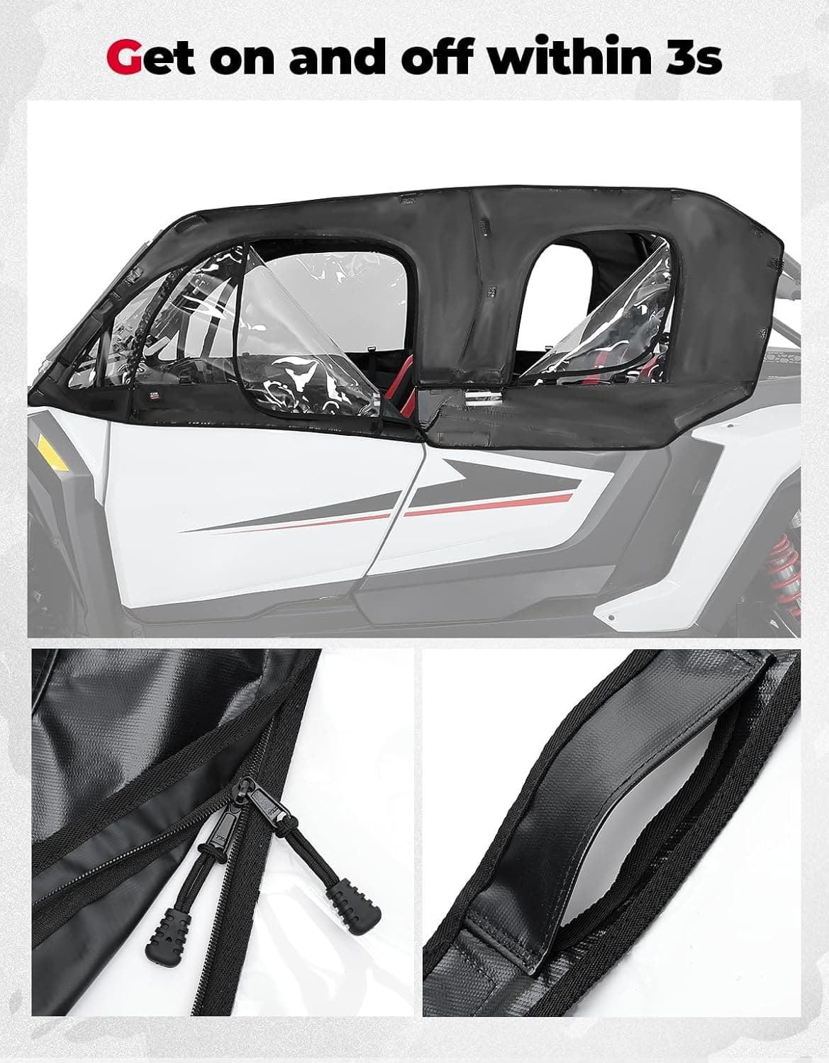 Photo of Soft Cab Enclosure Upper Doors for Polaris RZR XP 4 1000 2024-2025 by Kemimoto - Premium for UTVs / Side by Sides