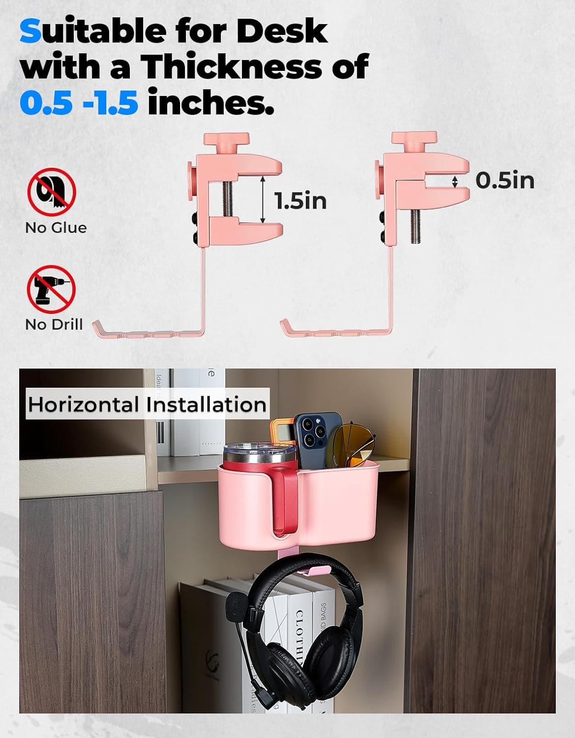 Photo of Kemimoto 2 in 1 Desk Cup Holder for Most 18-32 oz Bottles by Kemimoto - Premium for UTVs / Side by Sides