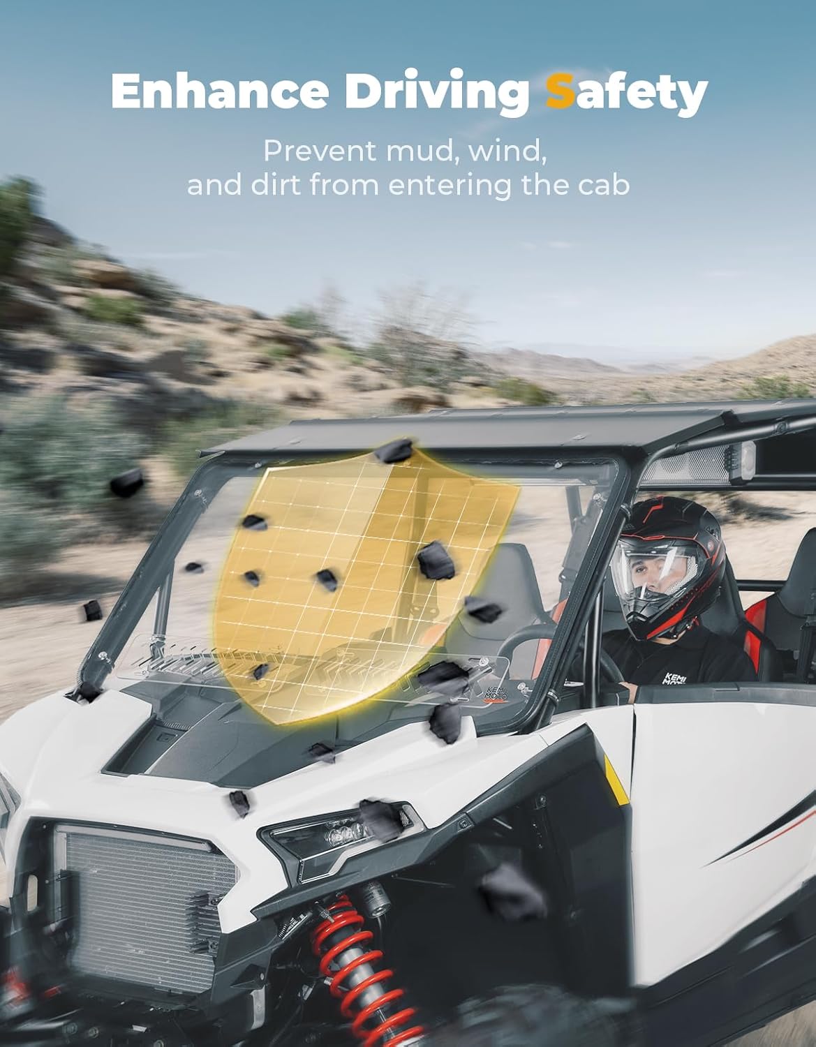 Photo of Front Full Windshield for Polaris RZR XP 1000 /4 2024-2025 by Kemimoto - Premium for UTVs / Side by Sides