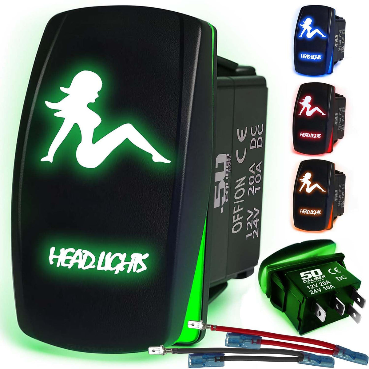 Waterproof Funny Rocker Switch - 12V ON/Off, LED Backlit with Custom Etched Design | R1 Industries