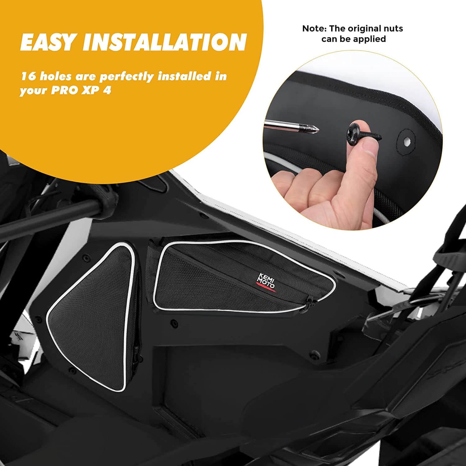 Photo of Rear Door Bags for Polaris RZR PRO XP 4 Turbo R 4 PRO R 4 2020-2024 by Kemimoto - Premium for UTVs / Side by Sides