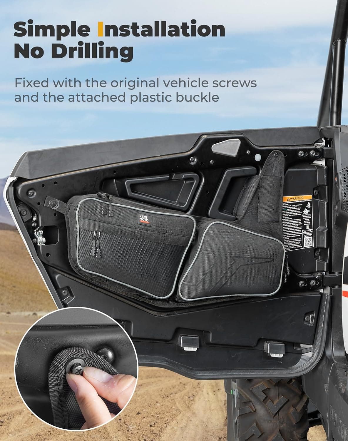 Photo of Kemimoto Front Door Bag for Polaris RZR XP 1000/4 1000 2024-2025 by Kemimoto - Premium for UTVs / Side by Sides