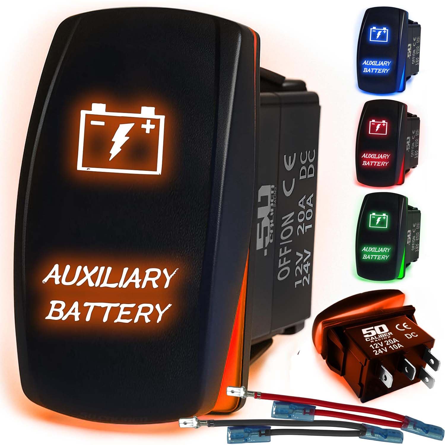 Waterproof Funny Rocker Switch 12v ON/Off, LED Backlit with Etched Design w/Toggle Switch 12v - UTV, Auto, Boat 20A Variation