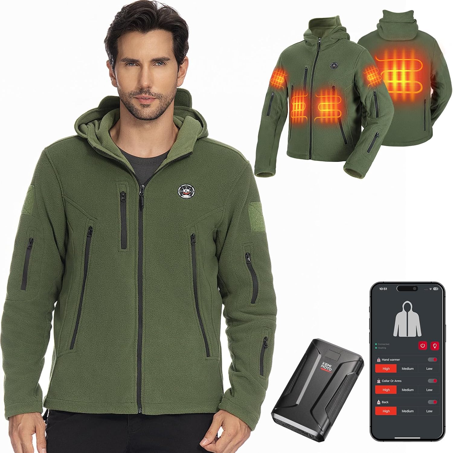 Photo of Kemimoto Electric Hooded Sweatshirt with 12V 20000mAh Battery Pack by Kemimoto - Premium for UTVs / Side by Sides