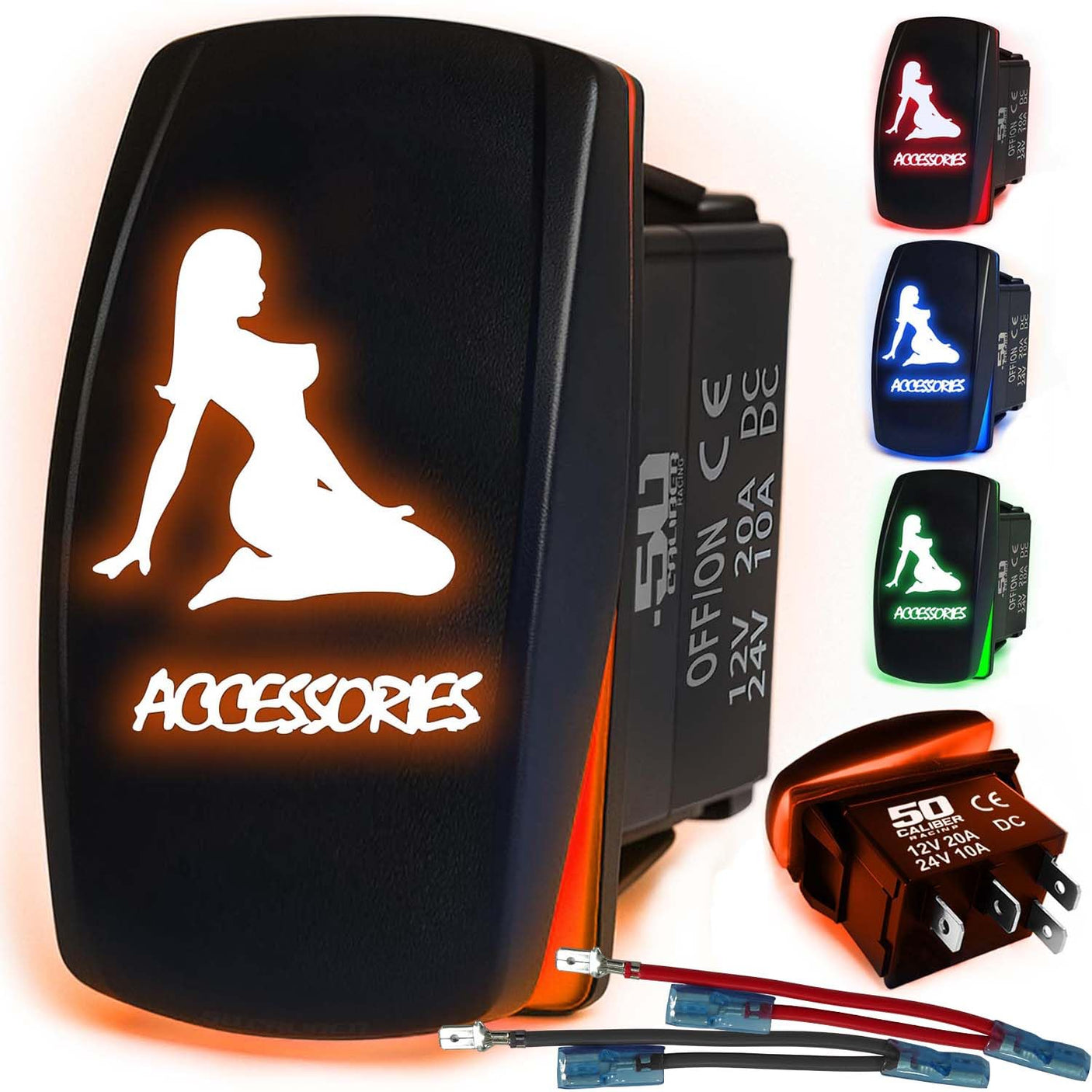 Waterproof Funny Rocker Switch - 12V ON/Off, LED Backlit with Custom Etched Design | R1 Industries