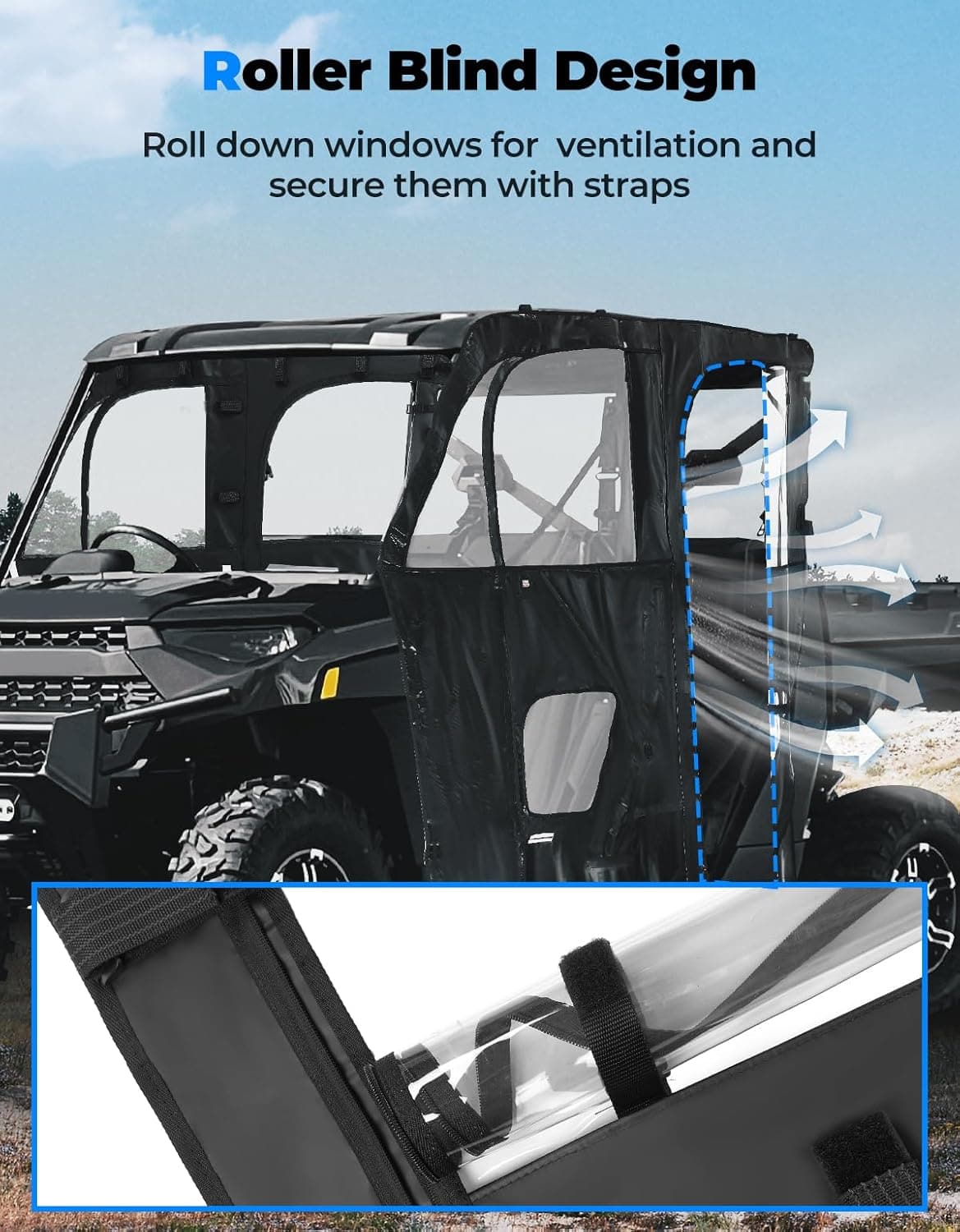 Photo of UTV Cab Enclosure for Polaris Ranger XP 1000 Crew 2019-2024 by Kemimoto - Premium for UTVs / Side by Sides