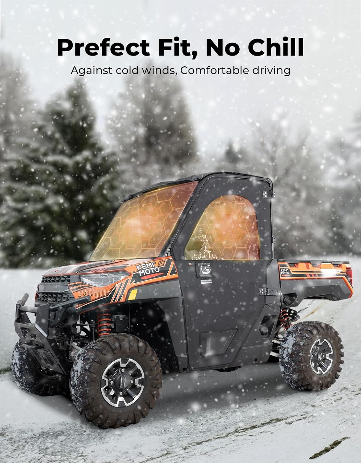 Photo of Upper Doors with Steel Frame for Polaris Ranger 1000/ XP 1000 2020-2025 by Kemimoto - Premium for UTVs / Side by Sides