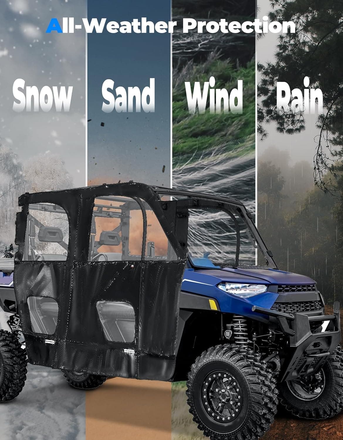 Photo of UTV Cab Enclosure for Polaris Ranger XP 1000 Crew 2019-2024 by Kemimoto - Premium for UTVs / Side by Sides