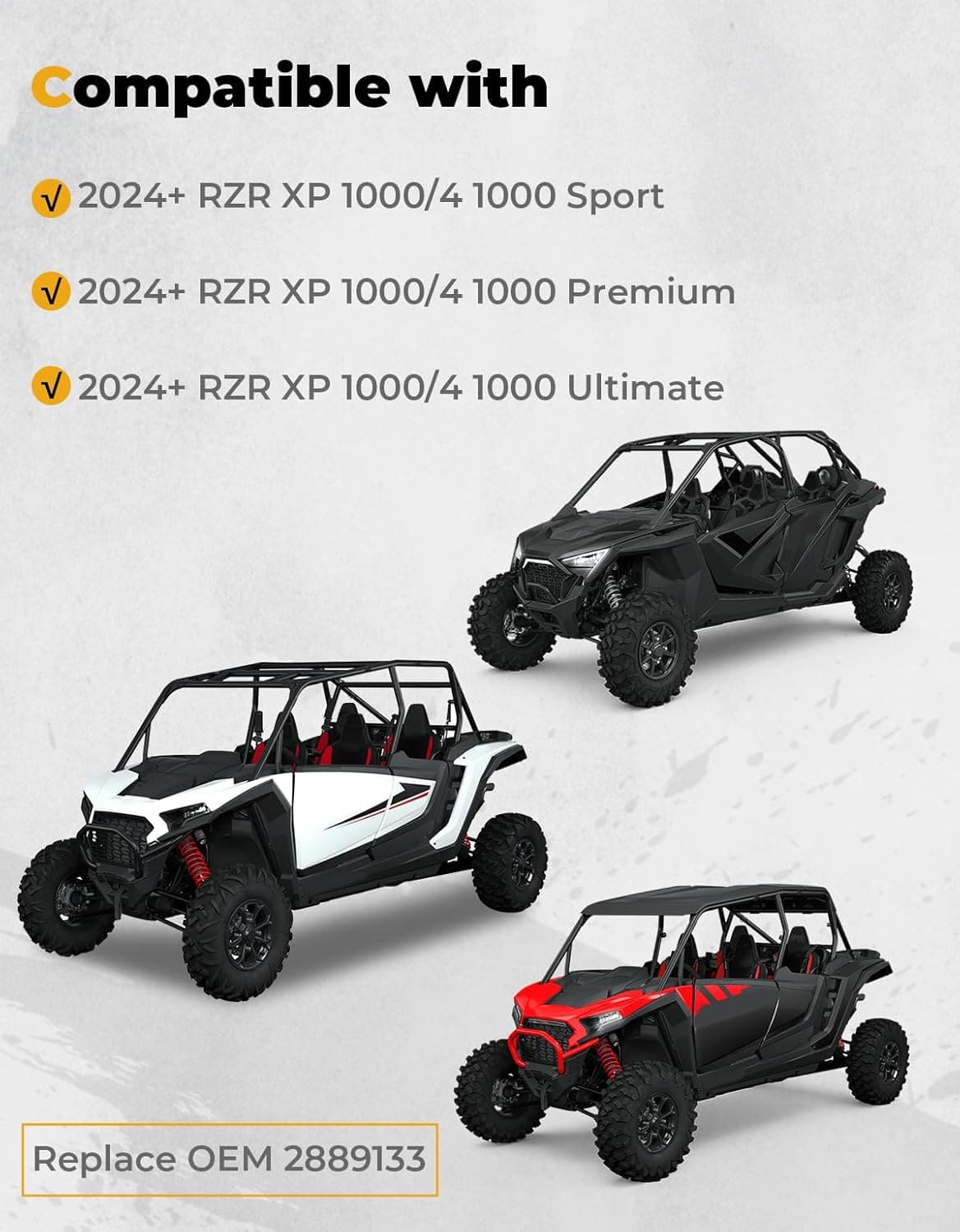 Photo of Fender Flares 8.5" Extended Mud Flaps for 2024-2025 Polaris RZR XP 4 1000 (4PCS) by Kemimoto - Premium for UTVs / Side by Sides