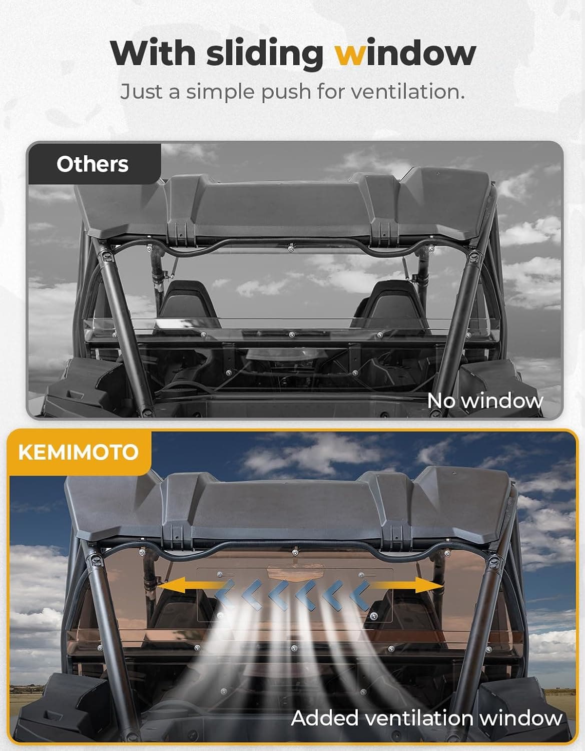 Photo of Tinted Rear Windshield for Polaris RZR XP 1000 2024-2025 by Kemimoto - Premium for UTVs / Side by Sides