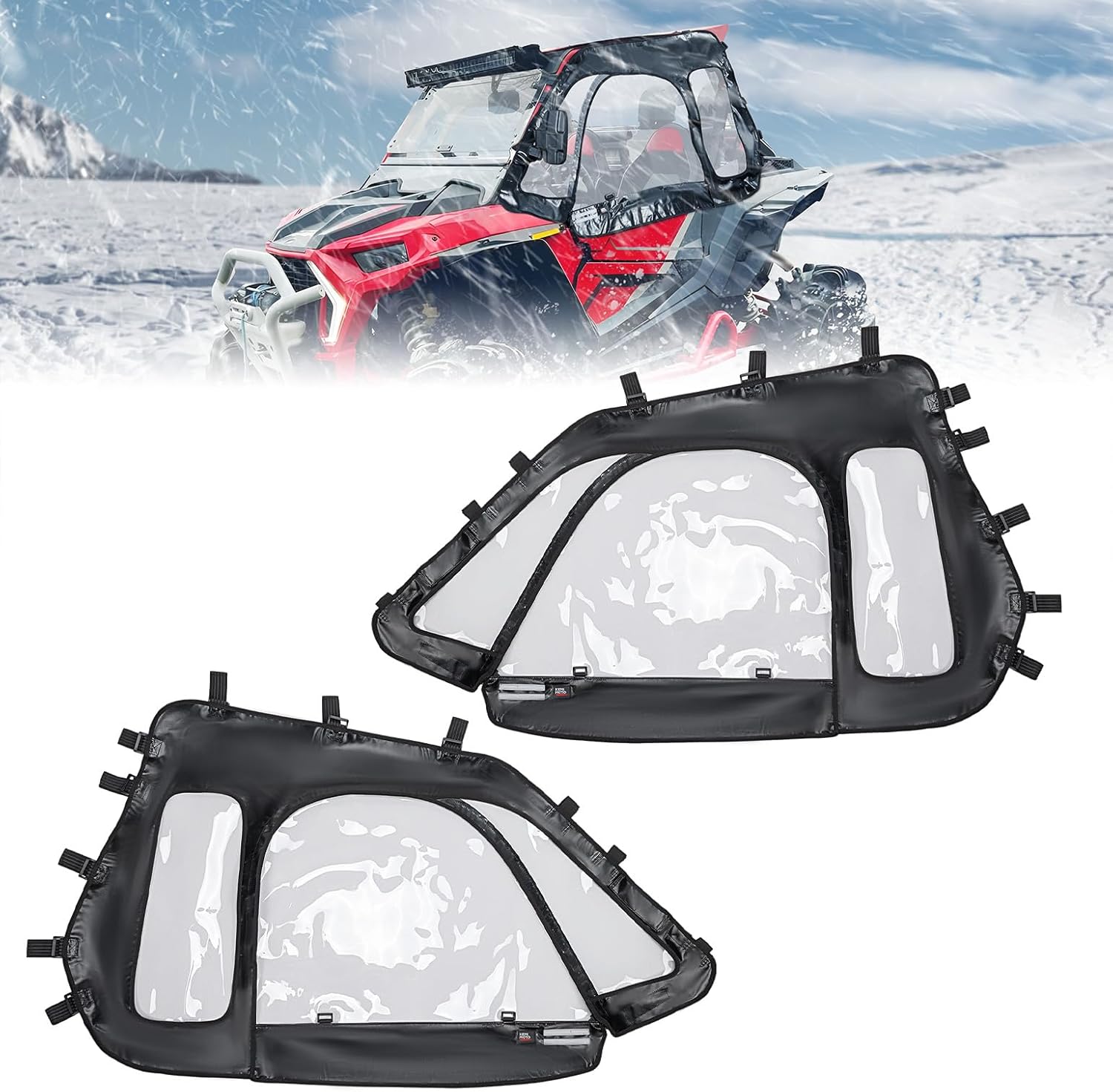 Photo of Soft Cab Enclosure Upper Windows for 2014+ Polaris RZR XP 1000/Turbo by Kemimoto - Premium for UTVs / Side by Sides