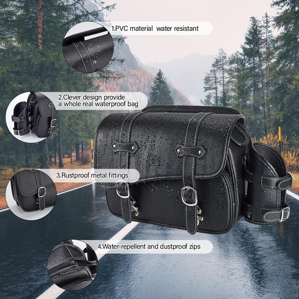 Photo of Motorcycle Leather Saddlebag for Rebel 250,300,500 by Kemimoto - Premium for UTVs / Side by Sides
