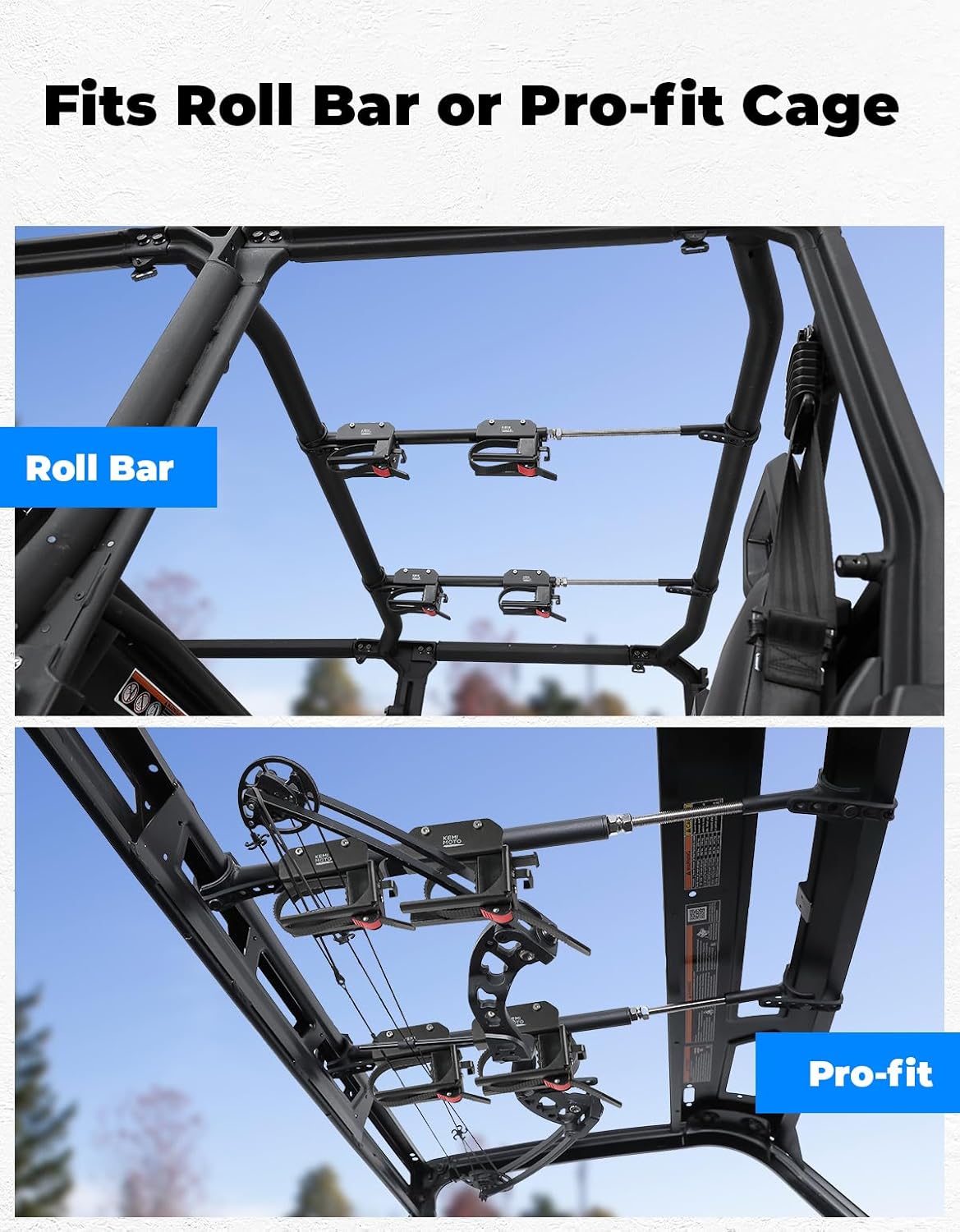 Photo of UTV Overhead Hunting Tool Holder Rack for Polaris Ranger by Kemimoto - Premium for UTVs / Side by Sides