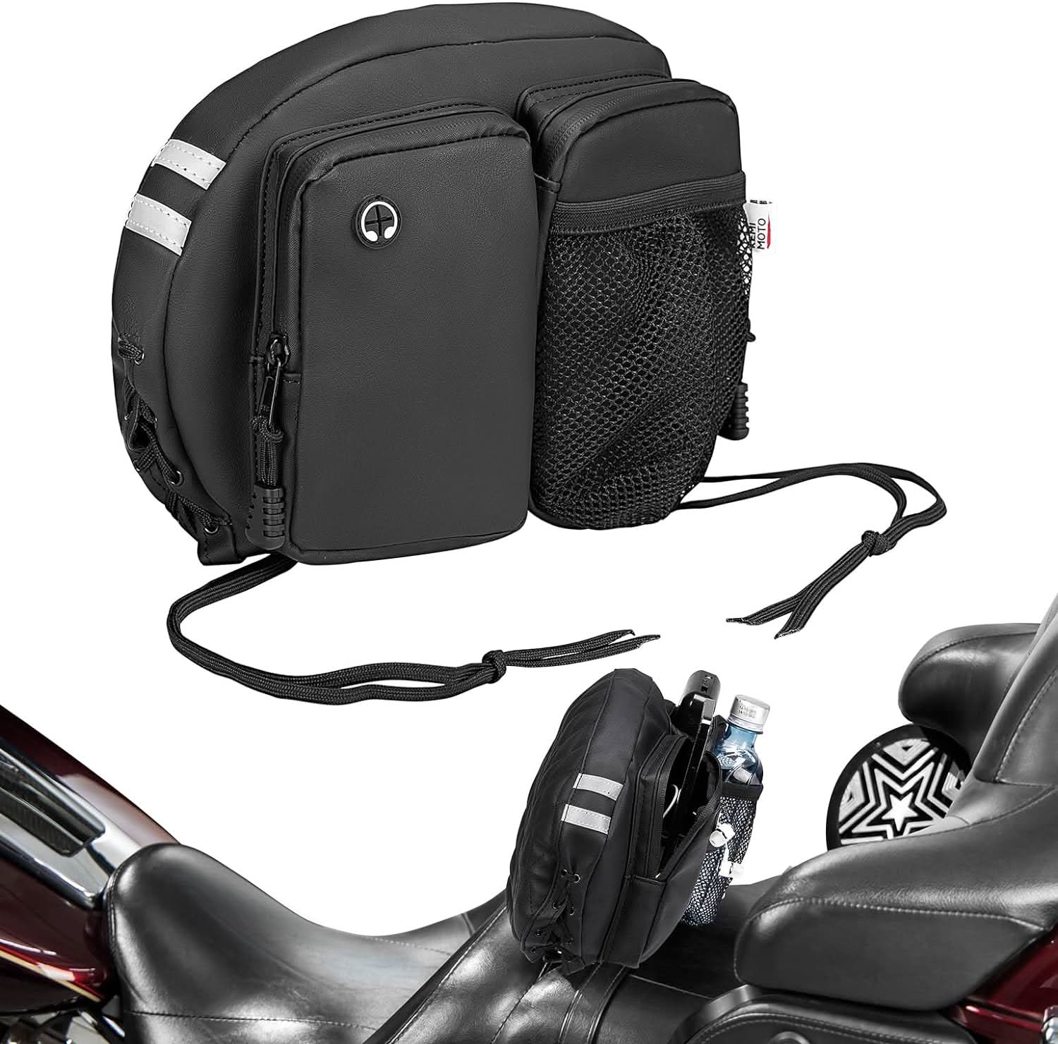 Photo of Motorcycle Backrest Bag Organizer Kit for Touring Softail by Kemimoto - Premium for UTVs / Side by Sides