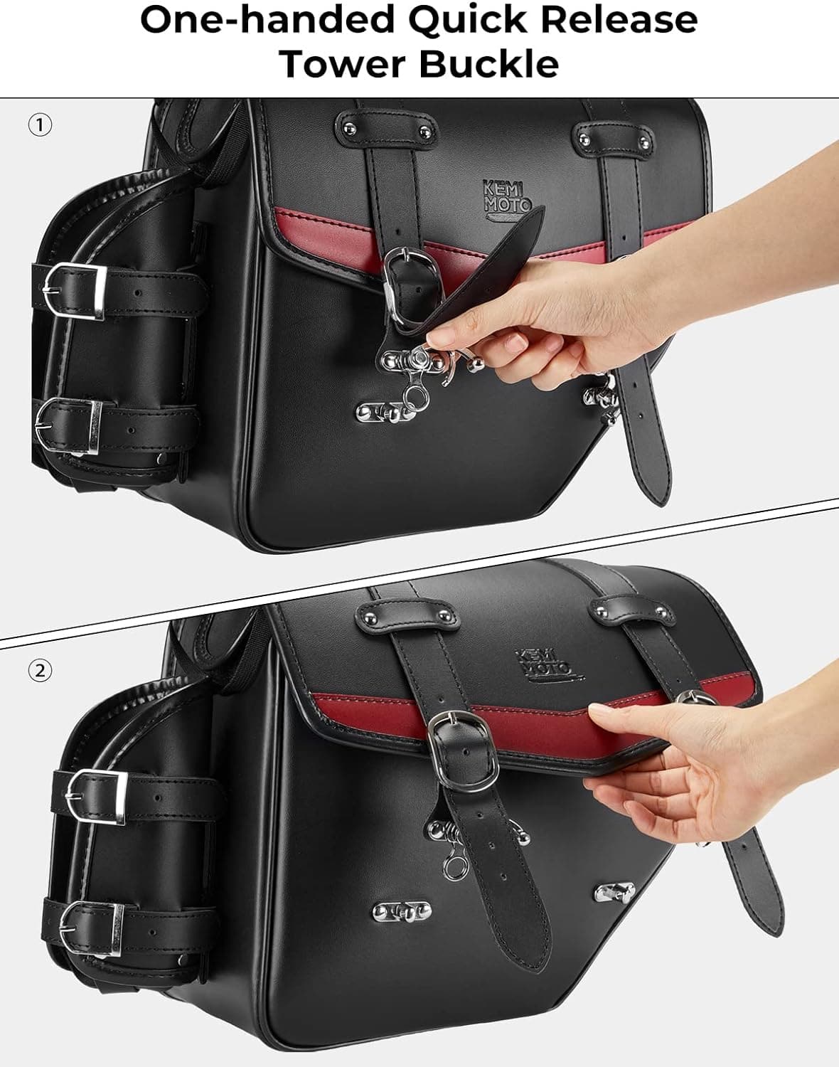 Photo of Leather Motorcycle Saddle bags for Softail Dyna Road King Universal by Kemimoto - Premium for UTVs / Side by Sides