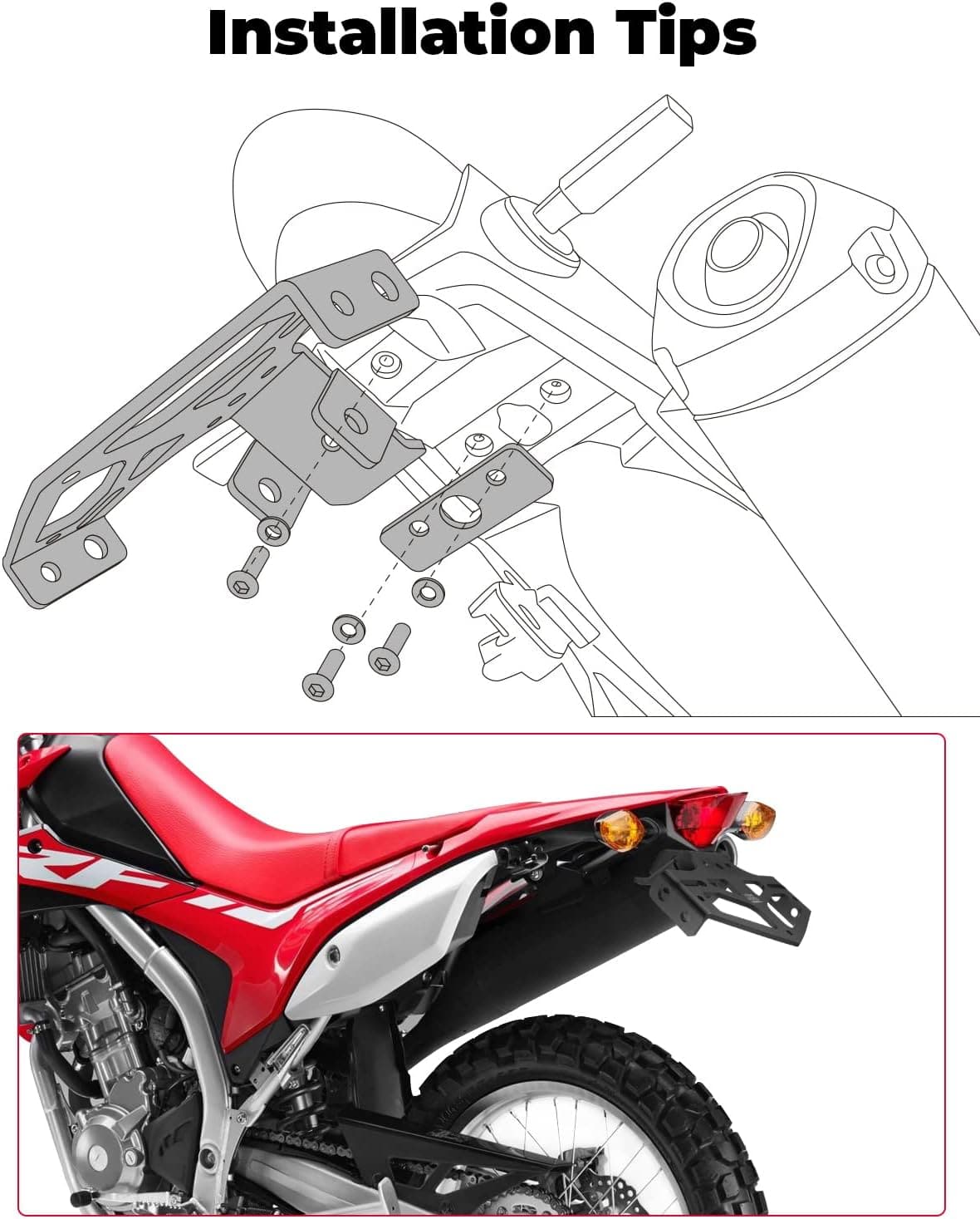 Photo of License Plate Bracket for CRF300L 2021-2022 by Kemimoto - Premium for UTVs / Side by Sides