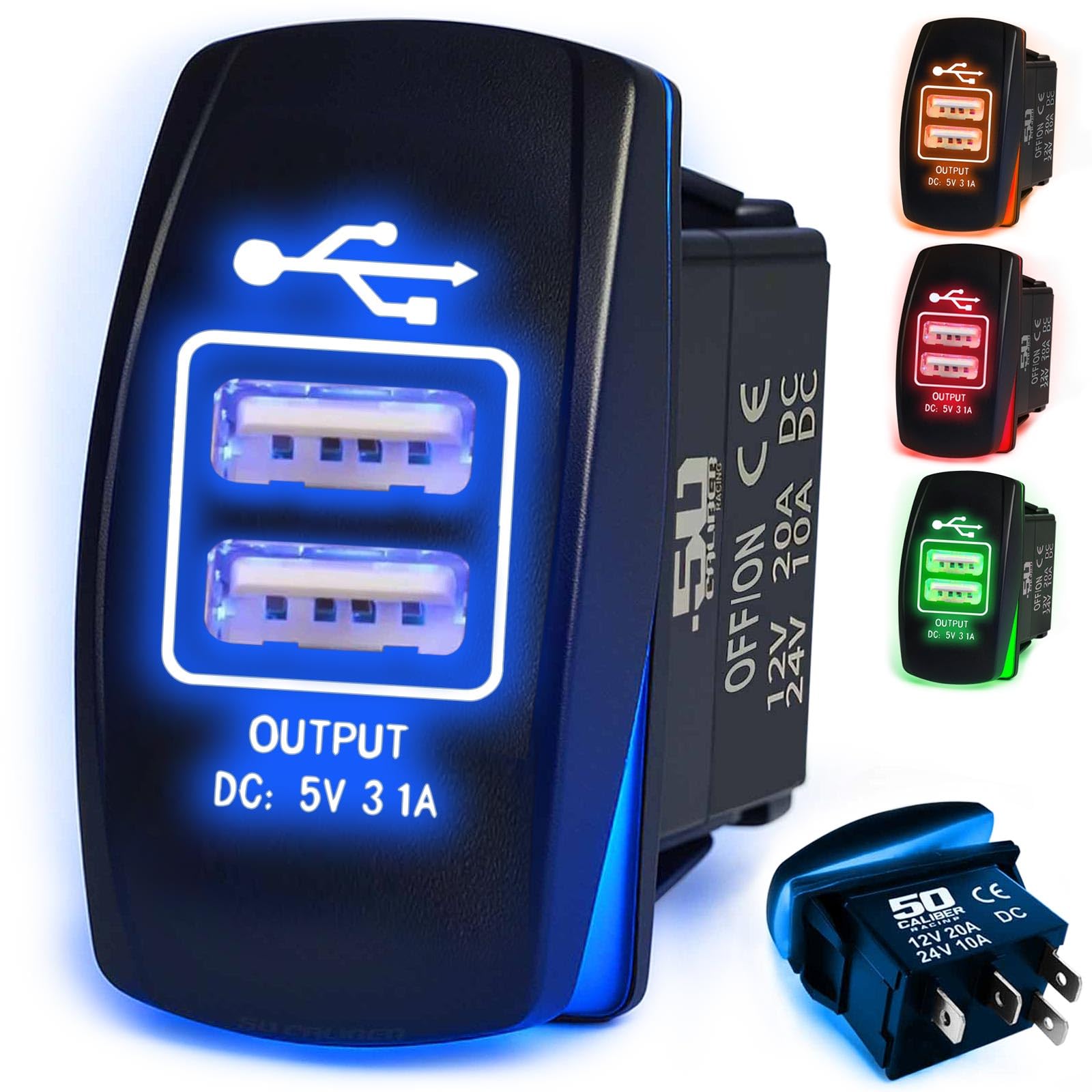 Waterproof Funny Rocker Switch 12v ON/Off, LED Backlit with Etched Design w/Toggle Switch 12v - UTV, Auto, Boat 20A Variation
