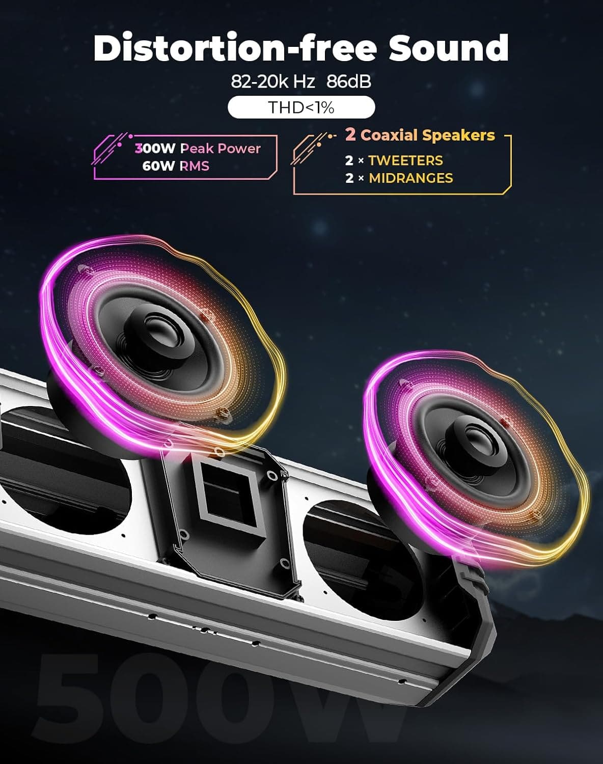 Photo of KEMIMOTO Midnight S40 16" Aluminum RGB Bluetooth Soundbar Silver by Kemimoto - Premium for UTVs / Side by Sides