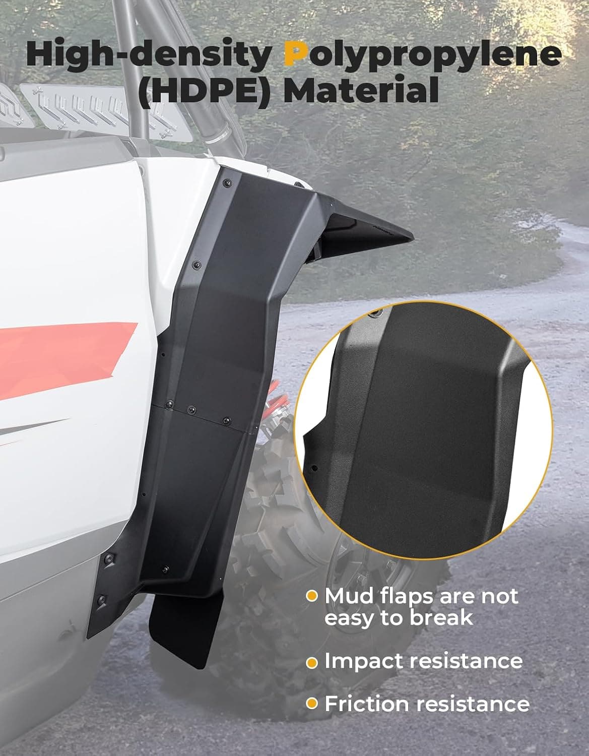Photo of Fender Flares 8.5" Extended Mud Flaps for 2024-2025 Polaris RZR XP 4 1000 (4PCS) by Kemimoto - Premium for UTVs / Side by Sides