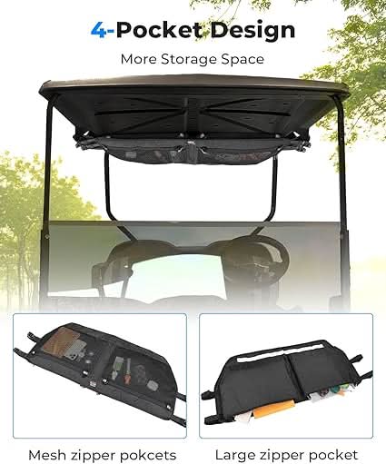 Photo of Golf Cart Overhead Storage Bag for 2-Passenger EZGO TXT 1993-2013 by Kemimoto - Premium for UTVs / Side by Sides