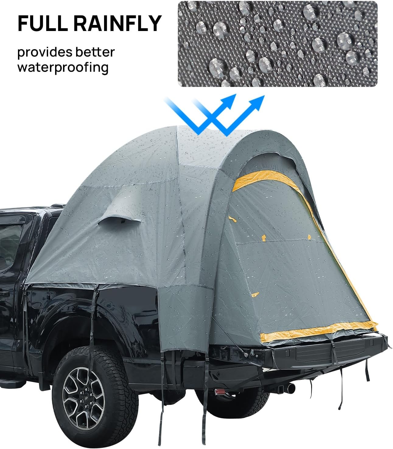 Photo of Kemimoto JOYTUTUS Pickup Truck Tent 2.0, 5.5'-6' Camping Preferred - Orange by Kemimoto - Premium for UTVs / Side by Sides