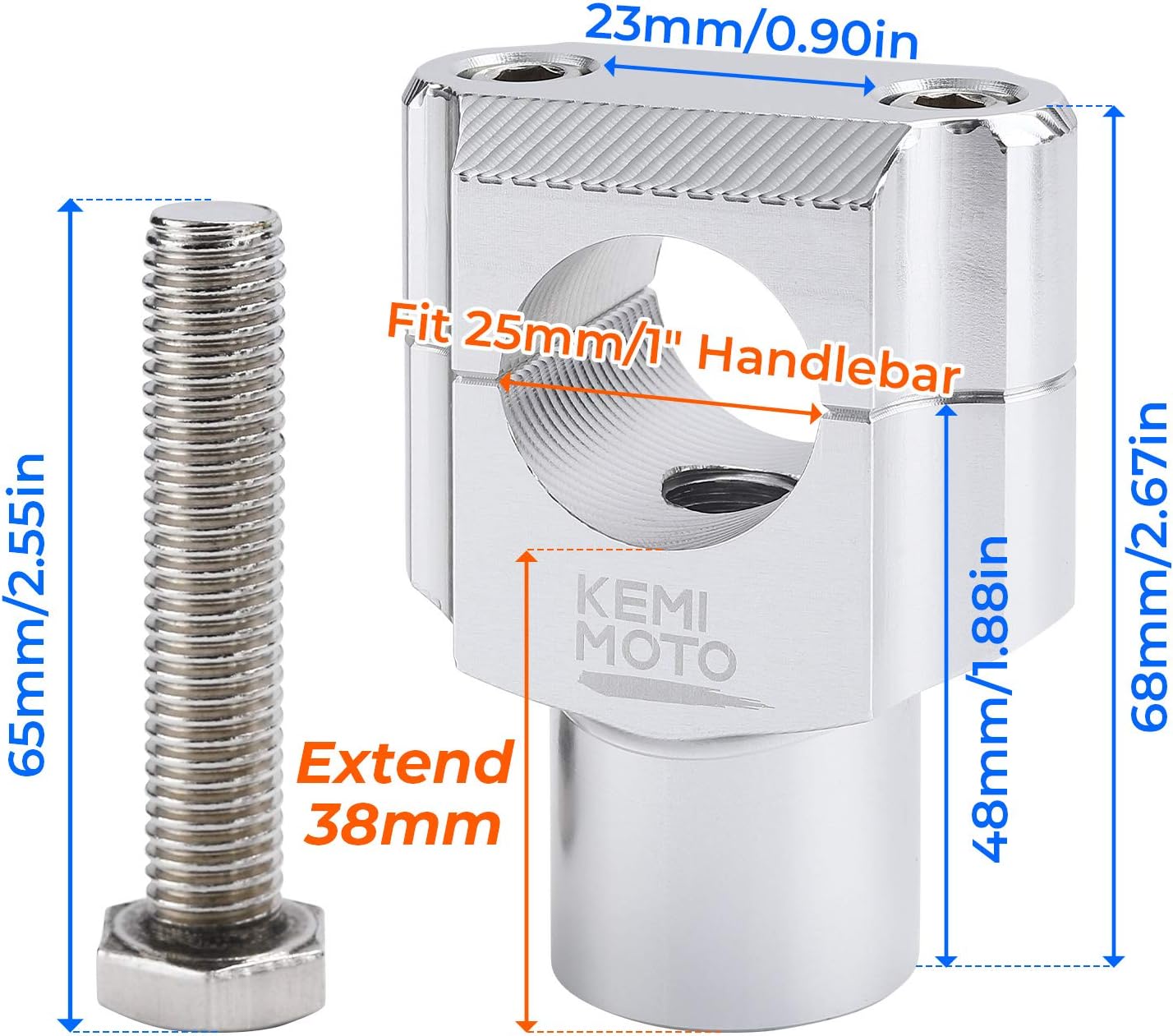 Photo of 1 Inch Motorcycle Handlebar Risers, Aluminum Alloy Motorcycle Risers by Kemimoto - Premium for UTVs / Side by Sides