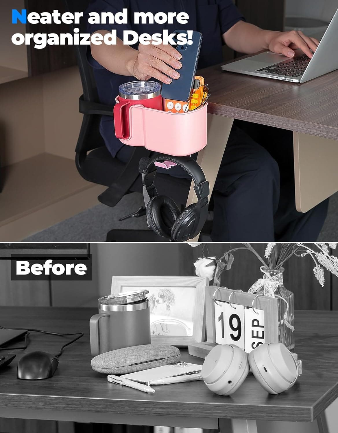 Photo of Kemimoto 2 in 1 Desk Cup Holder for Most 18-32 oz Bottles by Kemimoto - Premium for UTVs / Side by Sides