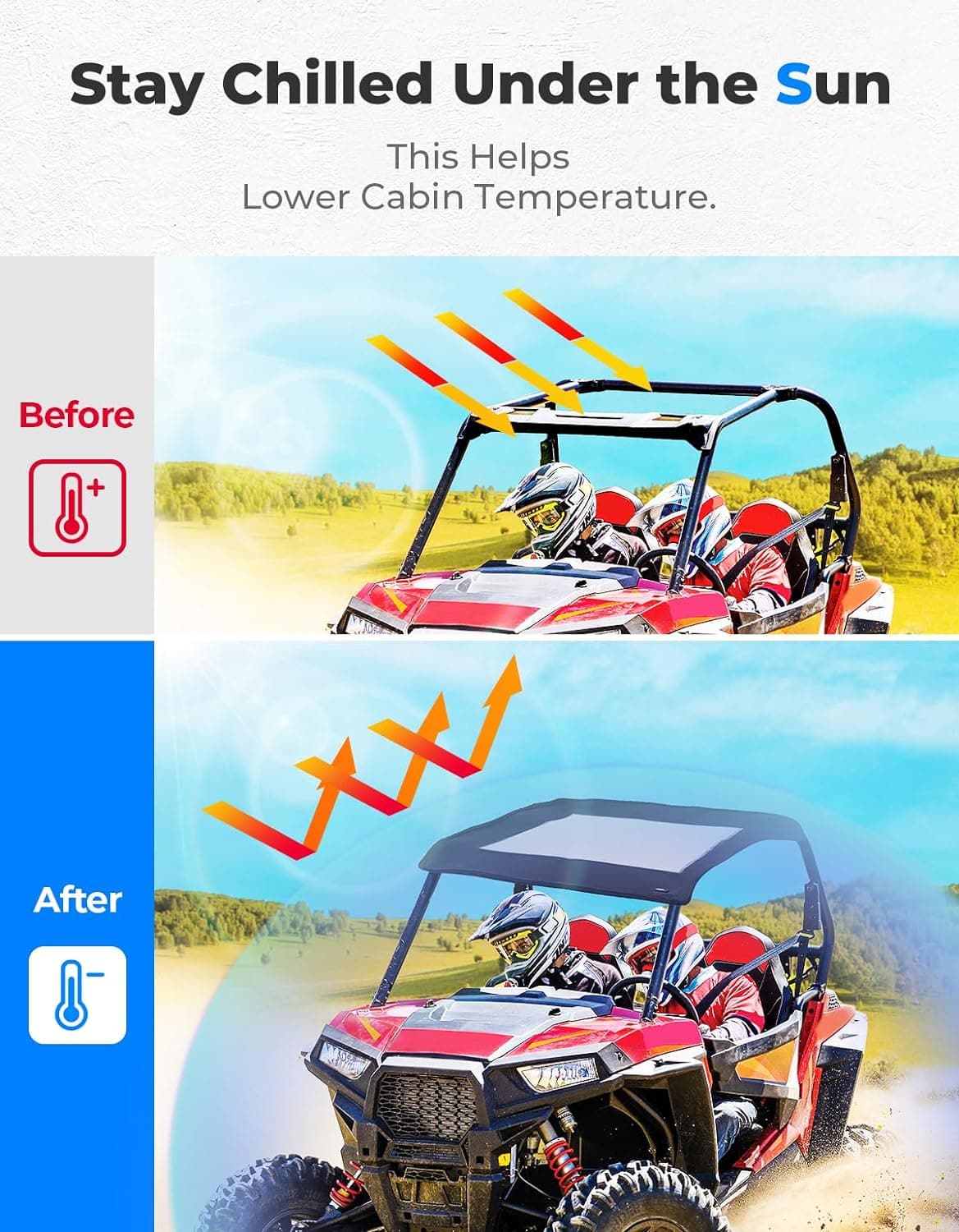 Photo of Soft Canvas Roof Top for Polaris RZR XP 1000 / Turbo / 900 2014-2023 by Kemimoto - Premium for UTVs / Side by Sides